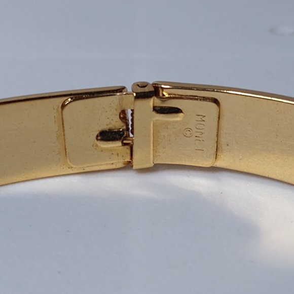 Vintage Monet Metal Hinged Bracelet - Picture 10 of 16